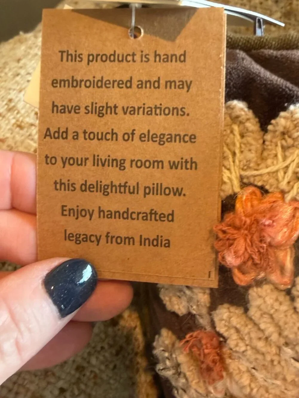 Embroidered Floral Brown Velvet Lumbar Pillow Aphorism 14